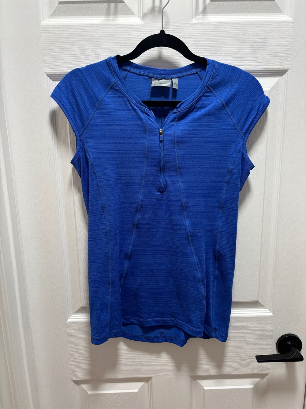 Athleta Royal Blue Zip-Front Cap Sleeve Tank